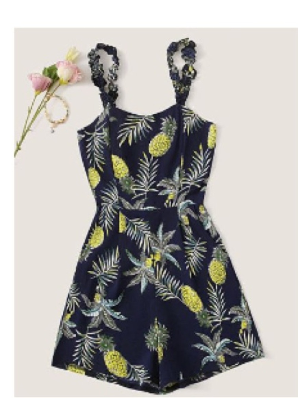 Navy Blue Pineapple Romper- Medium